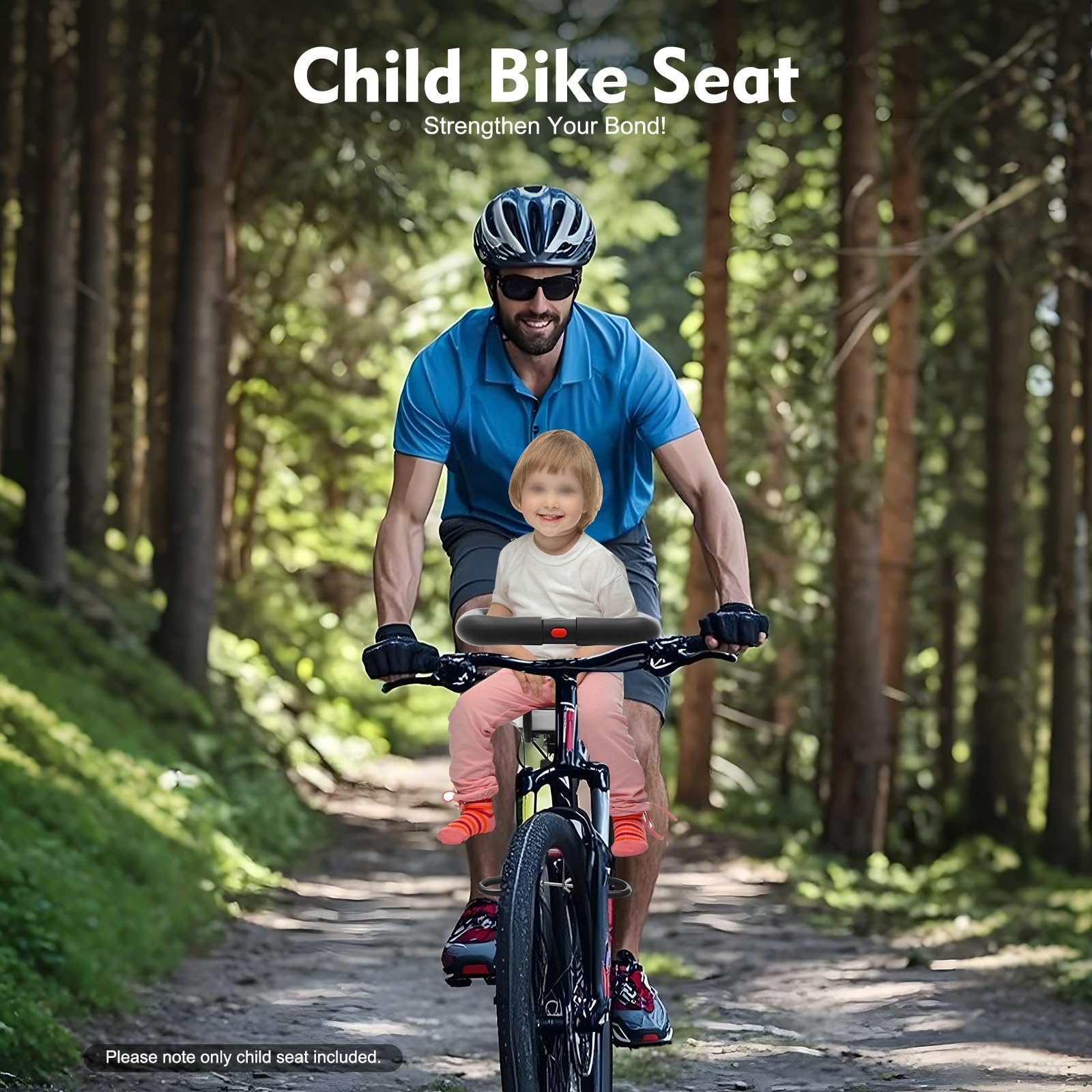 Siège de vélo pour enfant avant, siège enfant avant – Fixation en deux points pour la stabilité, réglable et amovible, grande capacité de charge jusqu'à 80 kg, pour les enfants de 1 à 5 ans