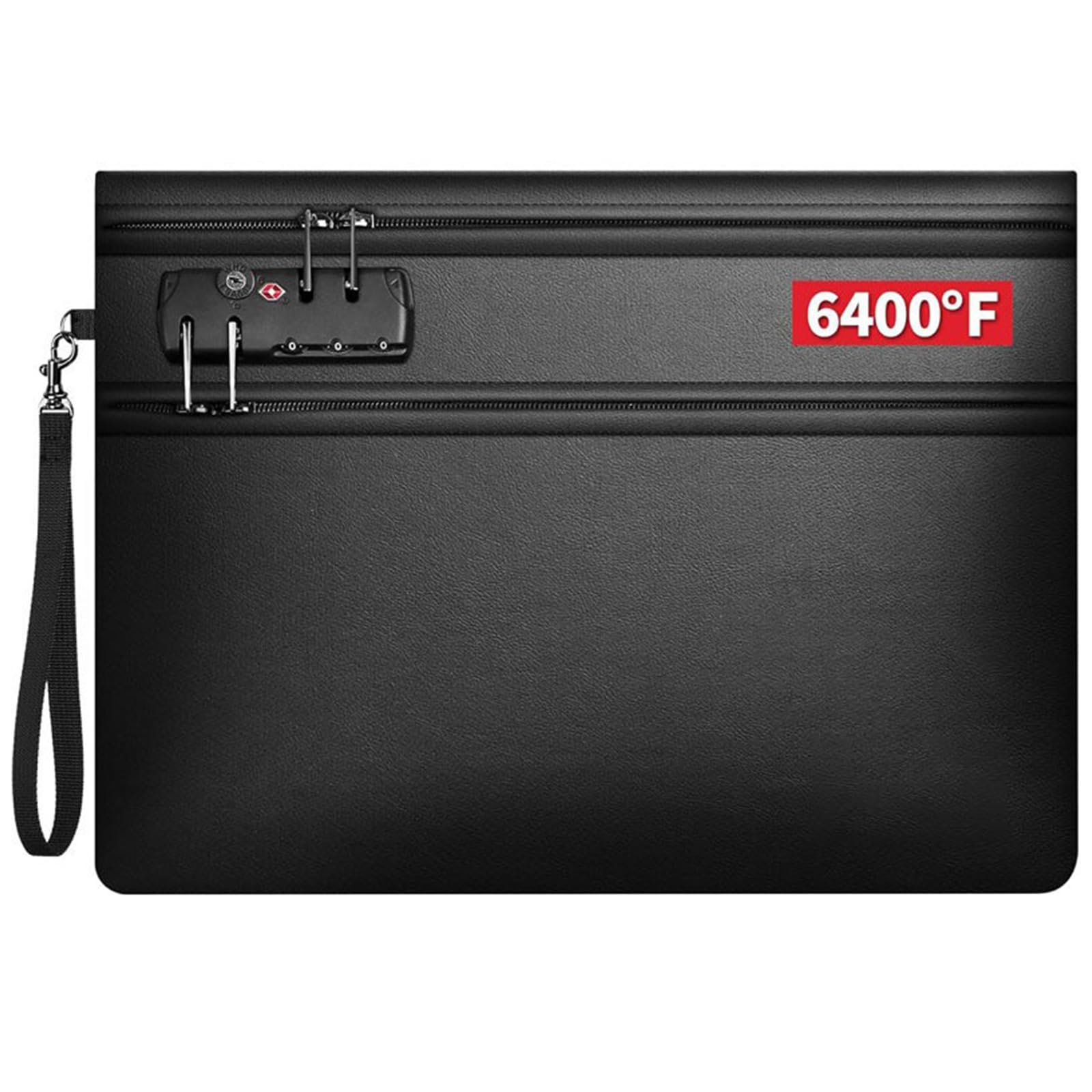 6400°F Fireproof Document Bag with Lock, Waterproof 12-Layer Heat Insulated Fireproof Cash Bag, Dual-Zip Compartments Fireproof Money Bag for Cash, A4 Files, Receipts, Passports, Bills - Document Safe
