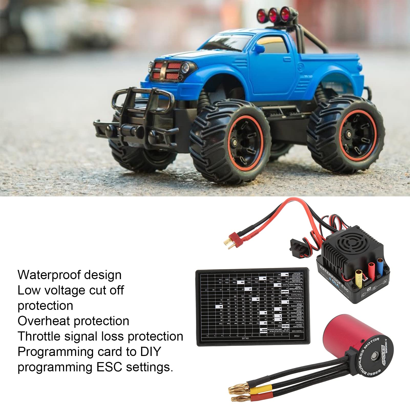 Zestaw silnika bezszczotkowego Mavaol S3650 3900KV z kartą programową 60A ESC do części do modernizacji samochodów RC 1/10