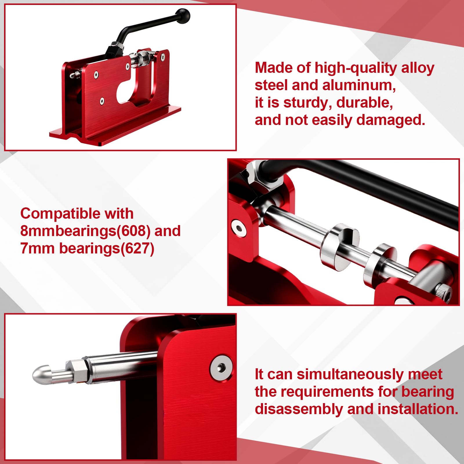 Kugellager-Presse und Abzieher, Radlagerpresse, Skateboard-Werkzeug, passend für 7 mm und 8 mm Kugellager für Skater, Skateboard, Inline, Longboard, Quad, Caster und Cruiser-Räder