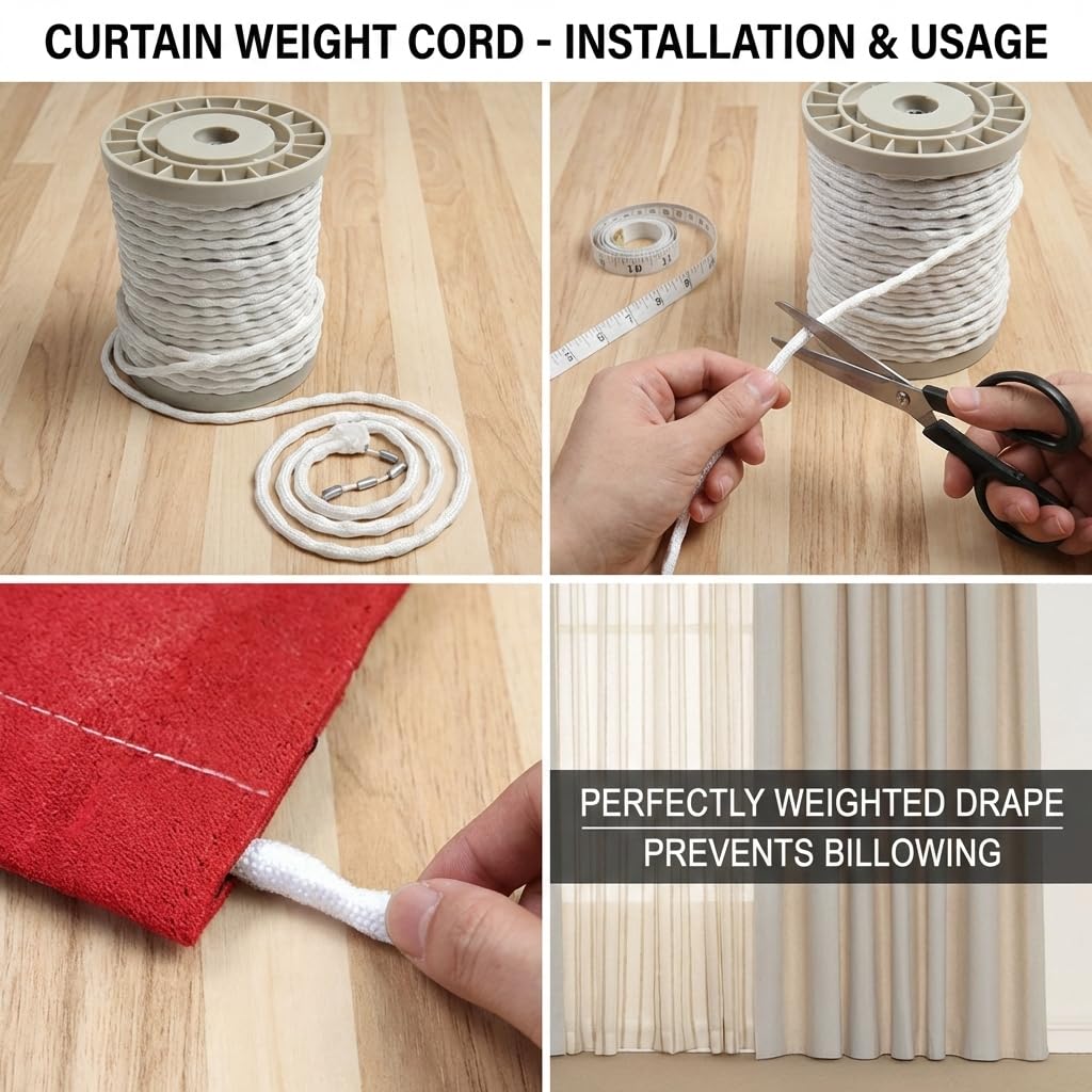 Peso per tende 12 metri, con catena di piombo da 300 g, per tende pesanti e leggere, regolabile, facile da installare, ideale per soggiorno, camera da letto e ufficio