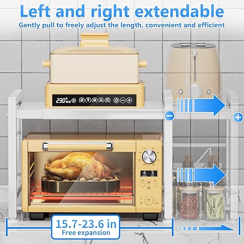 Miniatura 4 de YIUKEA Estante para microondas  Soporte ajustable para microondas de 2 niveles (L15.723.6 pulgadas de ancho x 12.8 pulgadas de ancho x 17.7 pulgadas