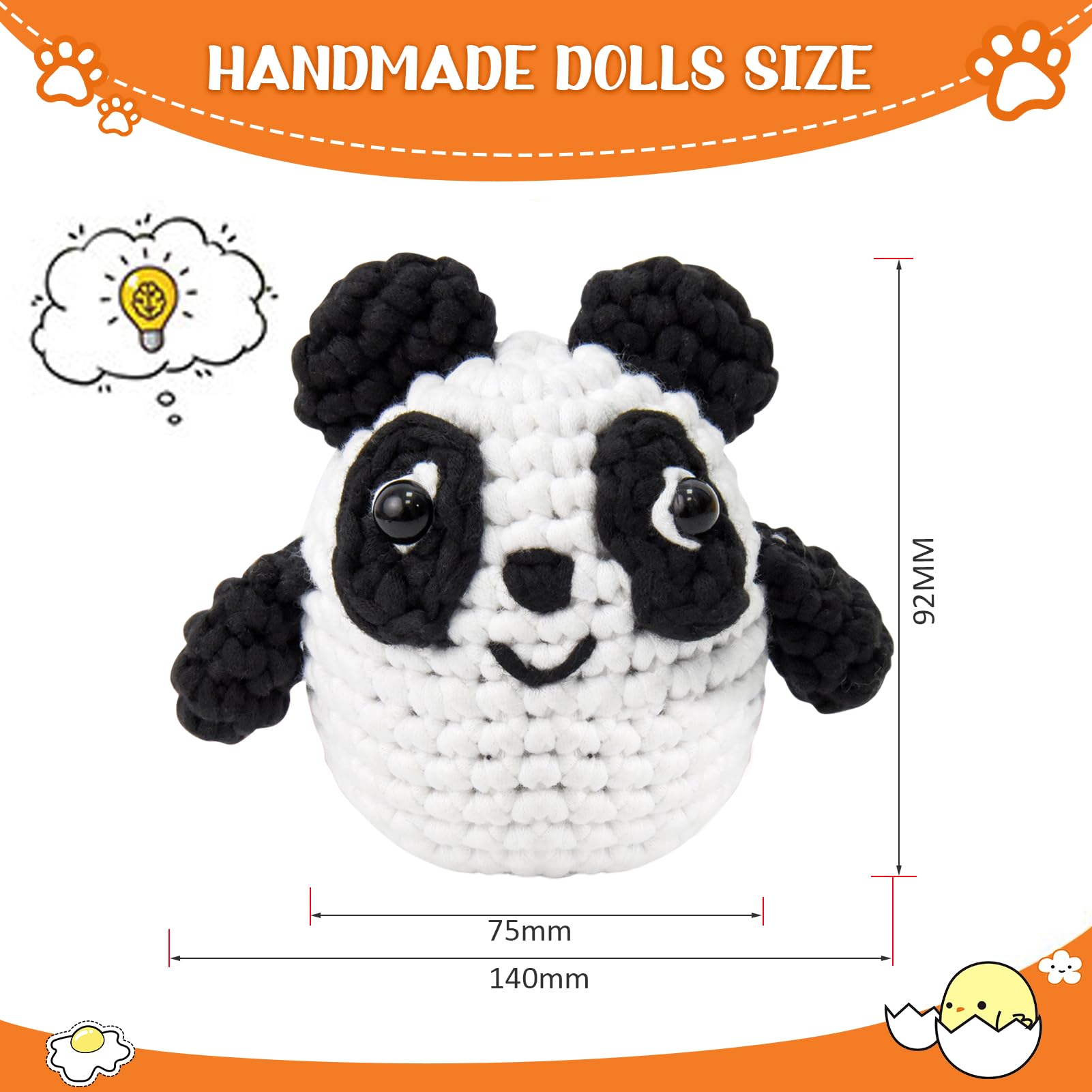 LetCart Scurry Kit De Crochet Pour Débutants, Adorable Ensemble De Démarrage Amigurumi Avec Fil, Crochet, Yeux Et Tutoriels Vidéo, Cadeau Complet à Faire Soi-même (fil Marron Clair/blanc/noir Inclus