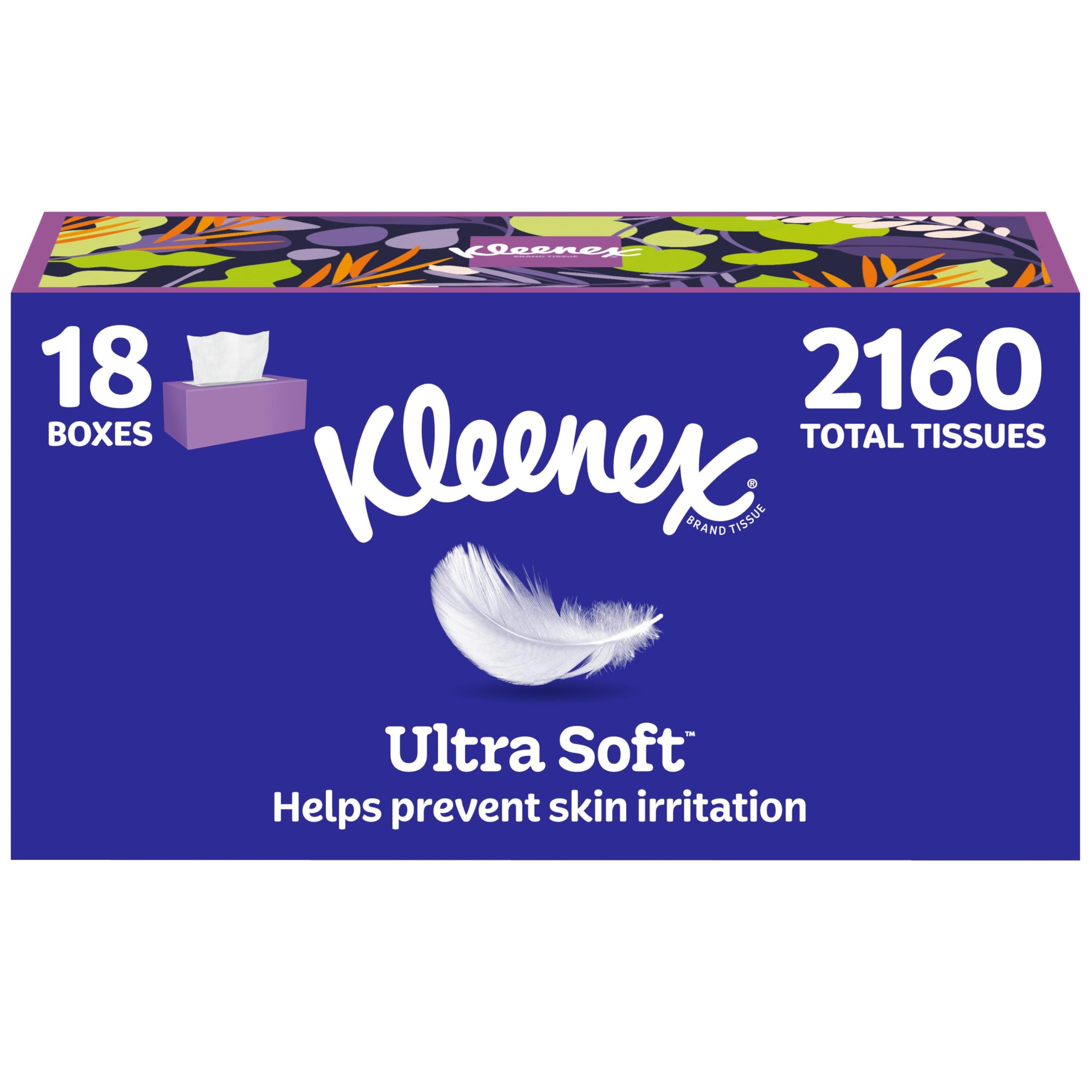 Kleenex Ultra Soft Facial Tissues 18 Flat Boxes 120 Tissues per Box 3-Ply 2 160 Total Packaging May