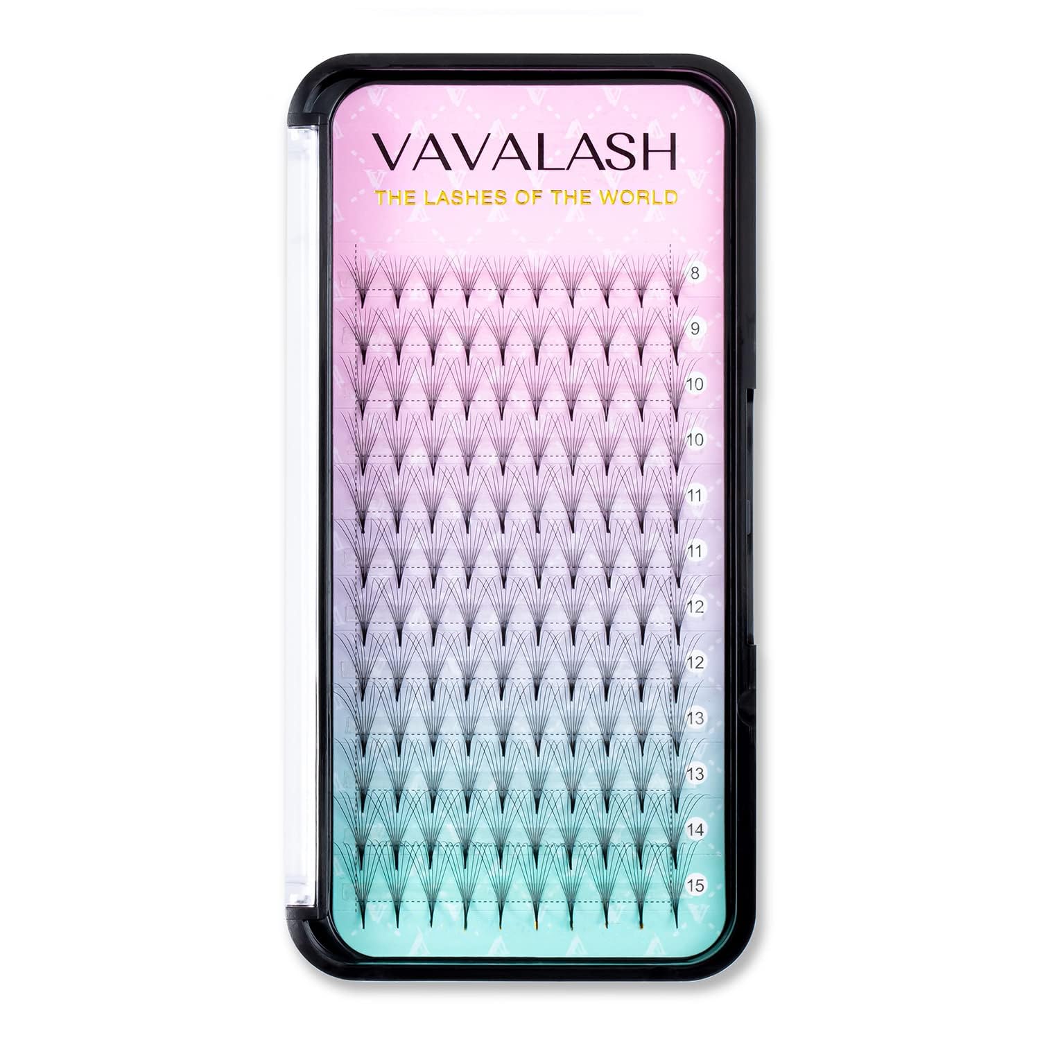 Russian Volume Lash Extensions - 3D, 4D, 5D, 6D, 8D, 9D, 10D Thickness 0.07/0.1 C/D Curl Eyelashes Heat Bonded Premade Fans Middle & Long Stem Supplies (Middle Stem 8D-0.07-D-8-15mm)