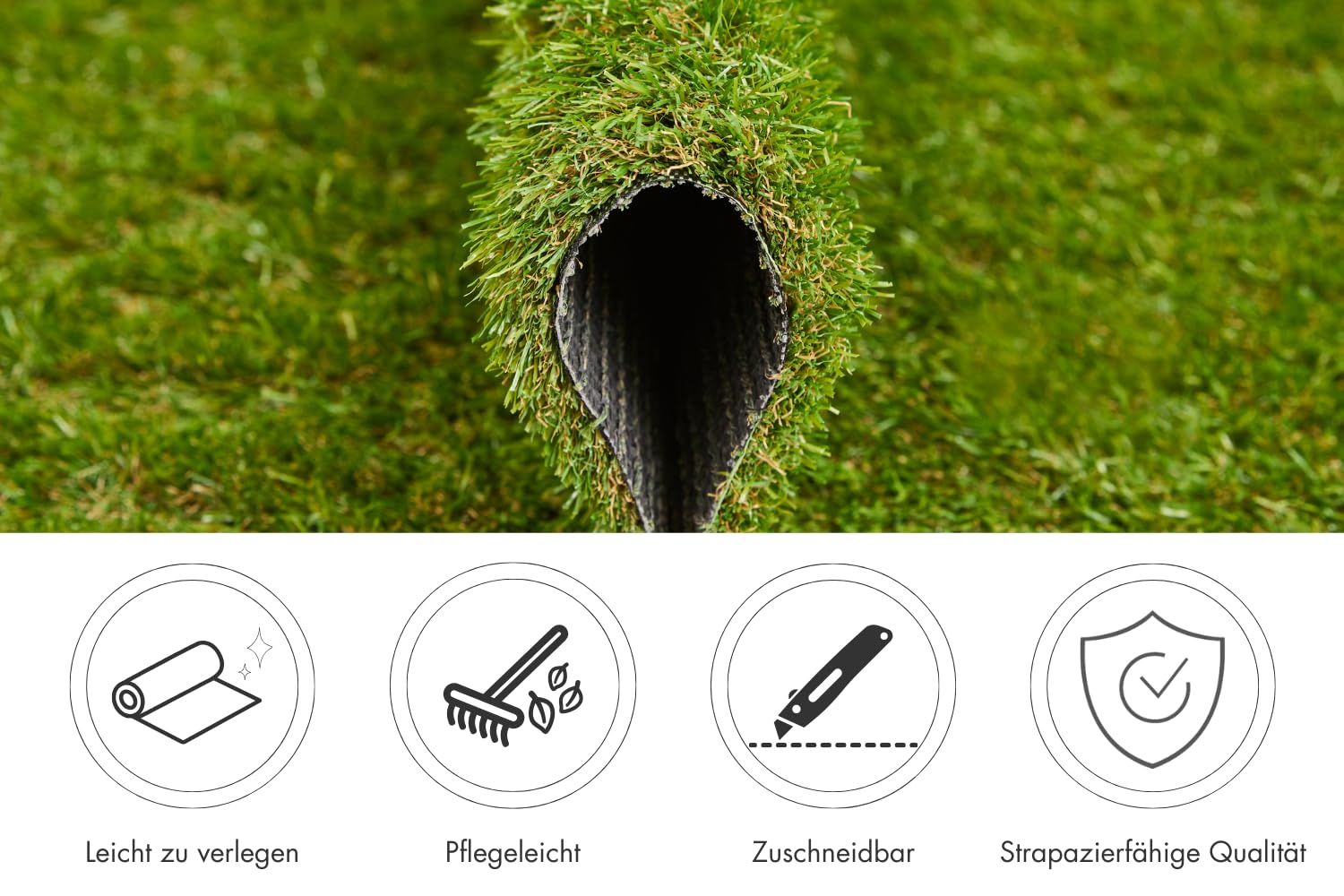 andiamo Premium Kunstrasen Koh Samui – 30 mm Rasenteppich, UV-beständig & wetterfest, natürlich wirkender Outdoor-Kunstrasen mit Drainage für Garten, Balkon & Terrasse, 200 x 300 cm