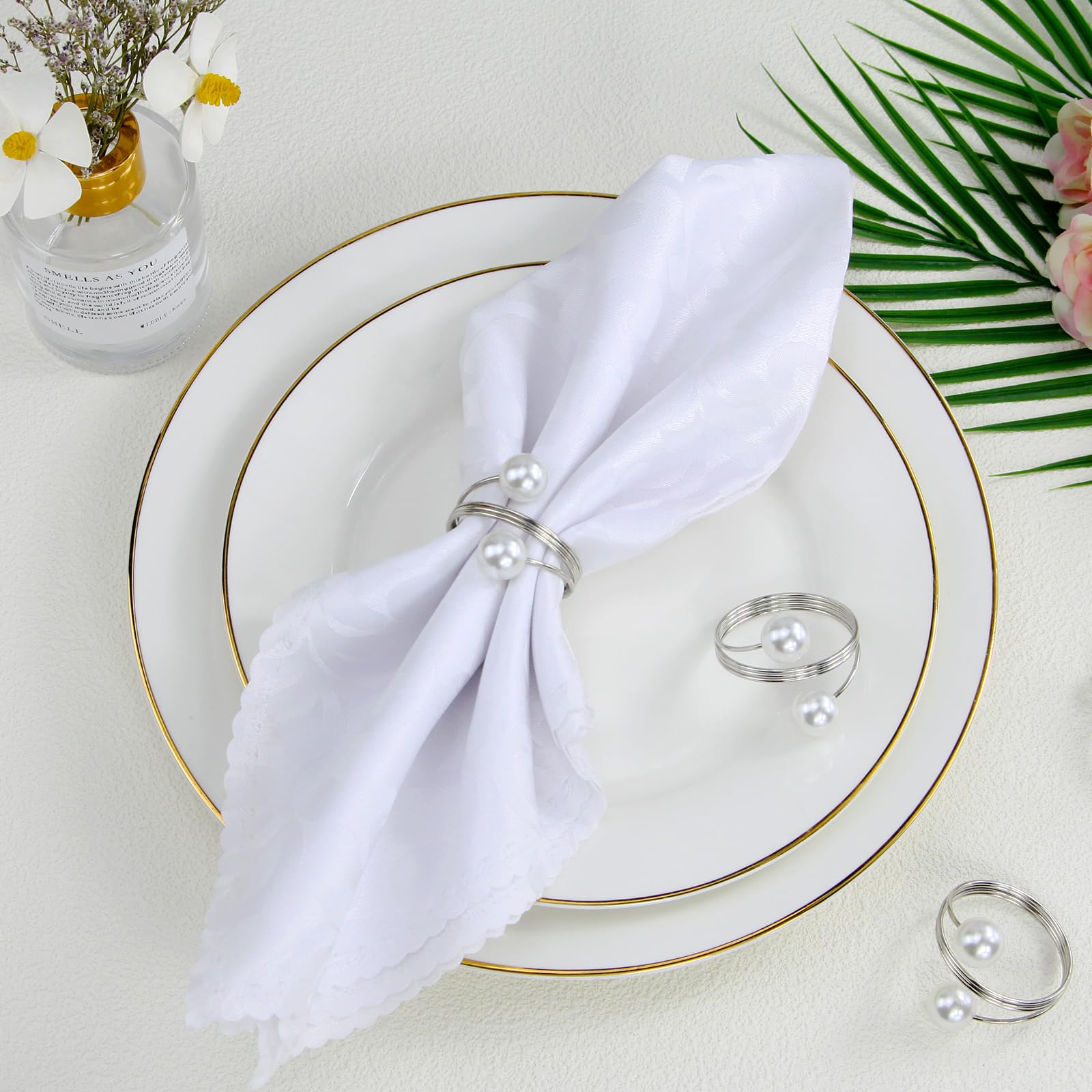 Lot De 10 Ronds De Serviette En Métal Doré Vintage - Pour Mariage, Noël, Décoration De Table - 5