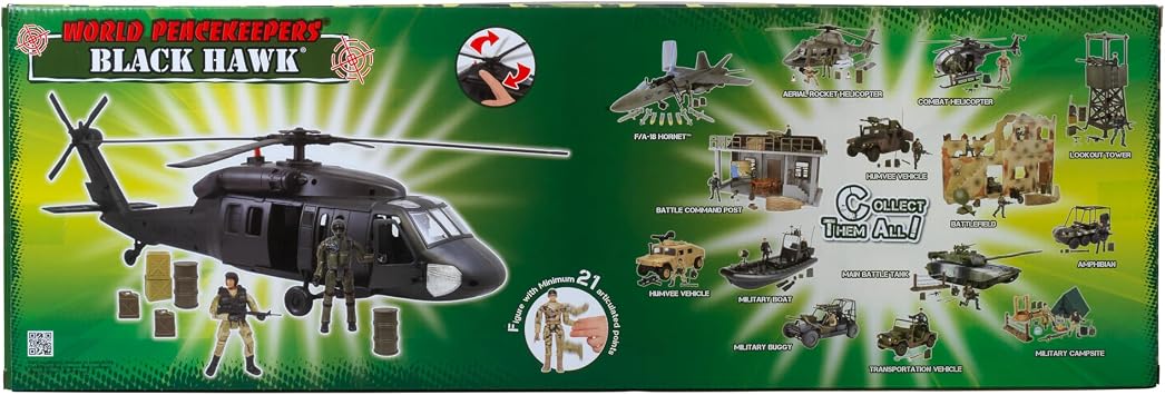 WORLD PEACEKEEPERS from Peterkin | 60cm Black Hawk Helicopter with Military Figures | 1:18 Scale | Action Figures & Accessories | Ages 3+