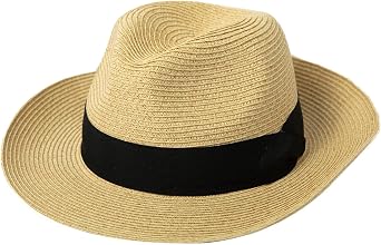 Comhats Oversized XL XXL Straw Fedora Hats for Men Big Head Mid Brim Sun UV Protection Summer Beach
