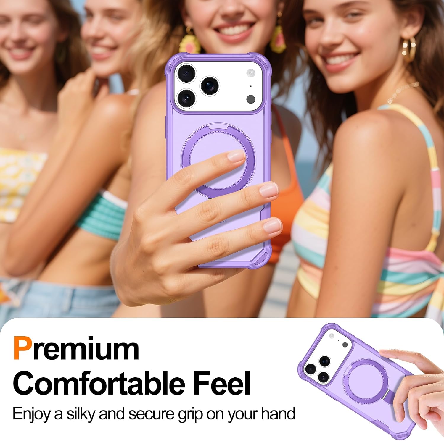 for iPhone 17 Pro Max Case 2025, [Magnetic Invisible Stand] [Compatible with MagSafe] [Military Grade Drop Protection] Slim Translucent Matte Back Shockproof Protective Cover, Purple Solid