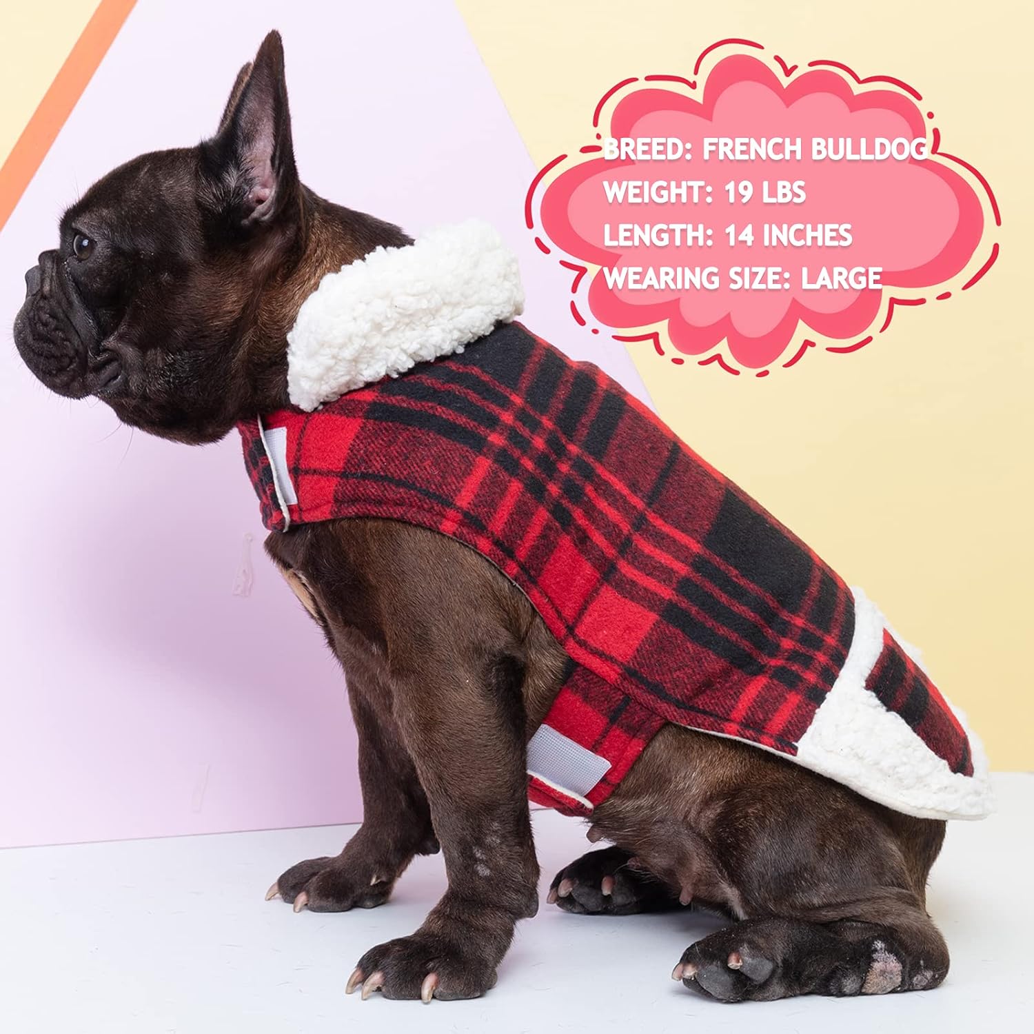 KYEESE Dog Jacket Checked Plaid with Leash Hole for Large Dogs Winter Windproof Soft Lined Dogs Vest Cold Weather Coats with Pocket : Pet Supplies