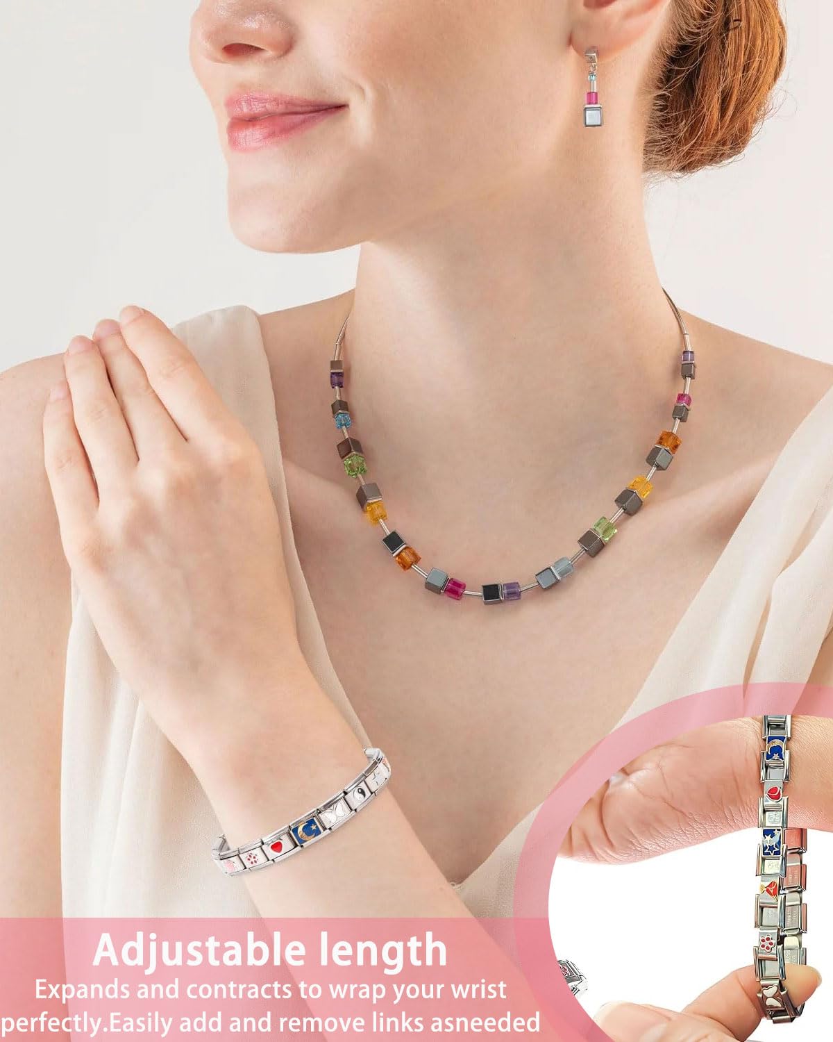 Pulsera italiana con dijes, 18 dijes italianos adicionales con herramienta de apertura, eslabón modular extraíble de 9 mm, dijes de estilo italiano para mujer (estilos aleatorios)