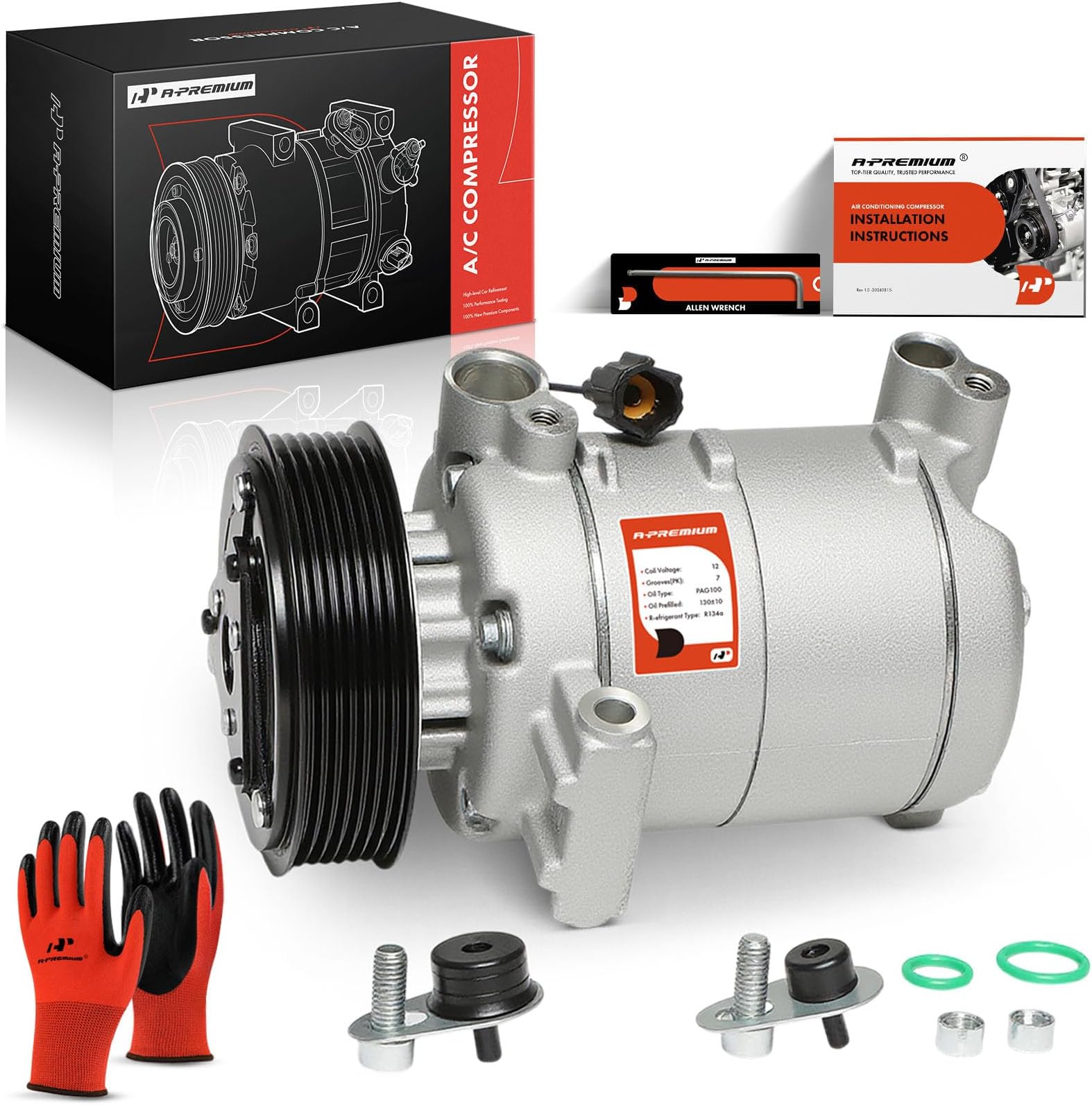 A-Premium AC Compressor with Clutch Compatible with Nissan Frontier 2005-2019 Xterra 2005-2015 V6 4.0L