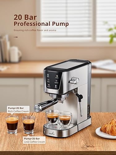 Miniatura 2 de UDI Máquinas de café expreso con pantalla táctil LED, cafetera espresso de 20 bar para lattes, capuchinos, americano, máquina compacta de café con