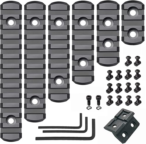CG GEARS Picatinny Rail de 3,5,7,9,11,13 ranuras para Mlok, sección de rieles de polímero más montaje desplazado con tuercas en T, tornillos y llave