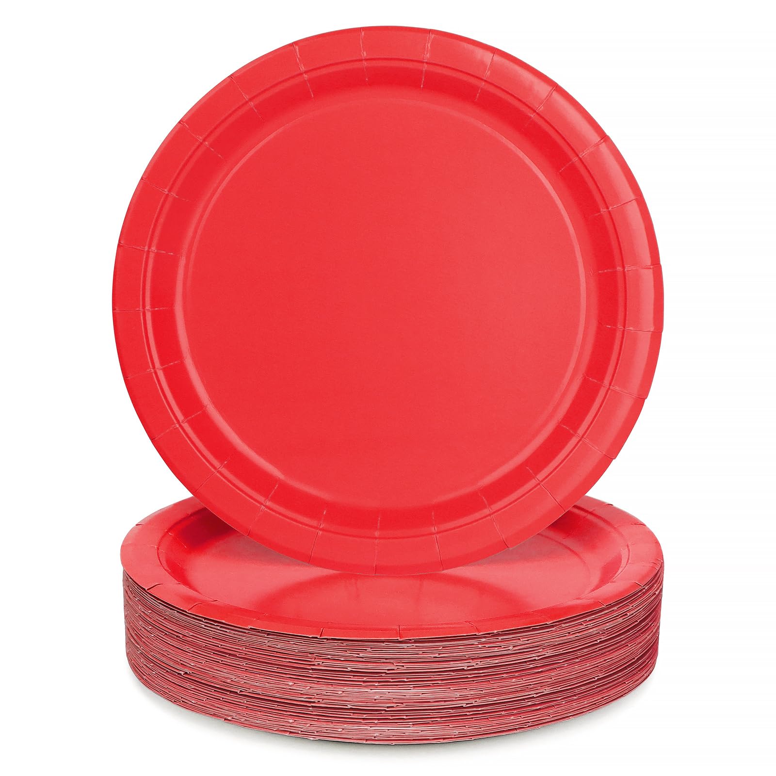 50 Pcs 9" Red Paper Plates for Dinner and Dessert, Disposable Plates Party Supplies Pack for Valentine Holiday Wedding Birthday Party Baby Shower Decorations