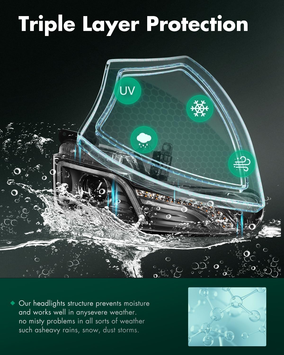 SCITOO Headlight Assembly Fit for Toyota FJ Cruiser 2007-2014 Pair Headlamps OE:11123024901