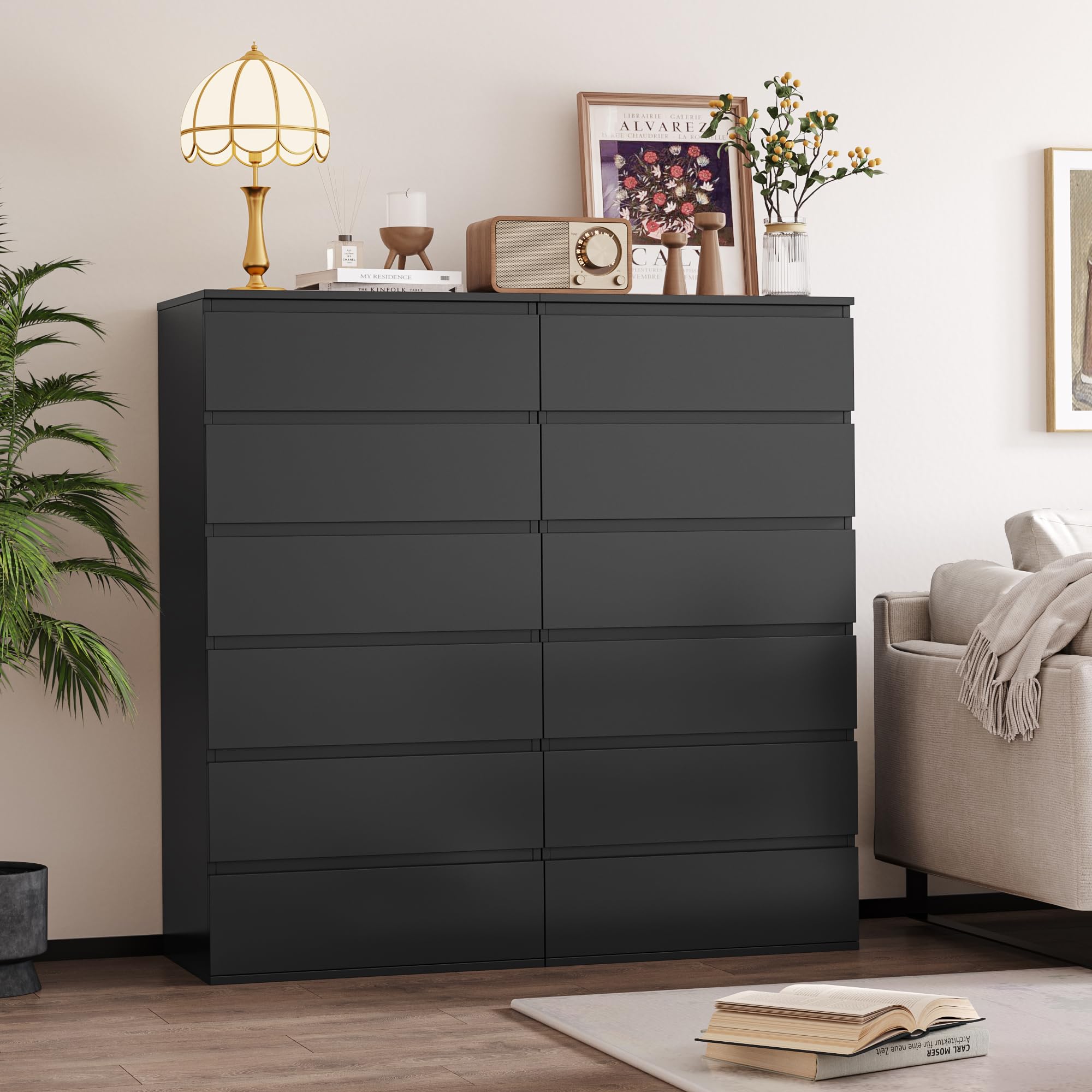 FOREHILL Commode à 6 Tiroirs, 120 Cm De Large, Pour Chambre à Coucher, Salon, Couloir, En Bois, 120 X 42,5 X 82,5 Cm