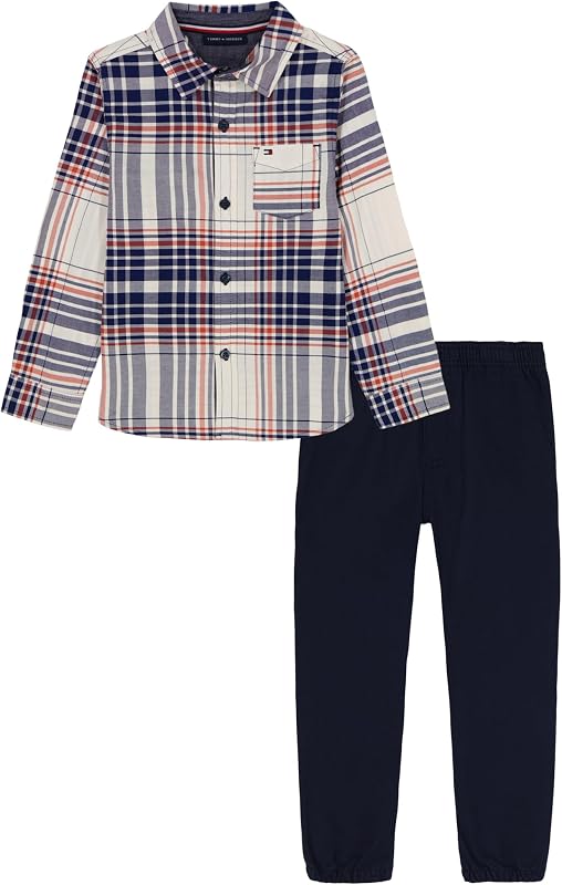Baby Boys' 2-Piece Set, Long Sleeve Woven Shirt with Pant
