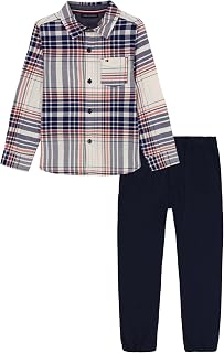 Baby Boys' 2-Piece Set, Long Sleeve Woven Shirt with Pant
