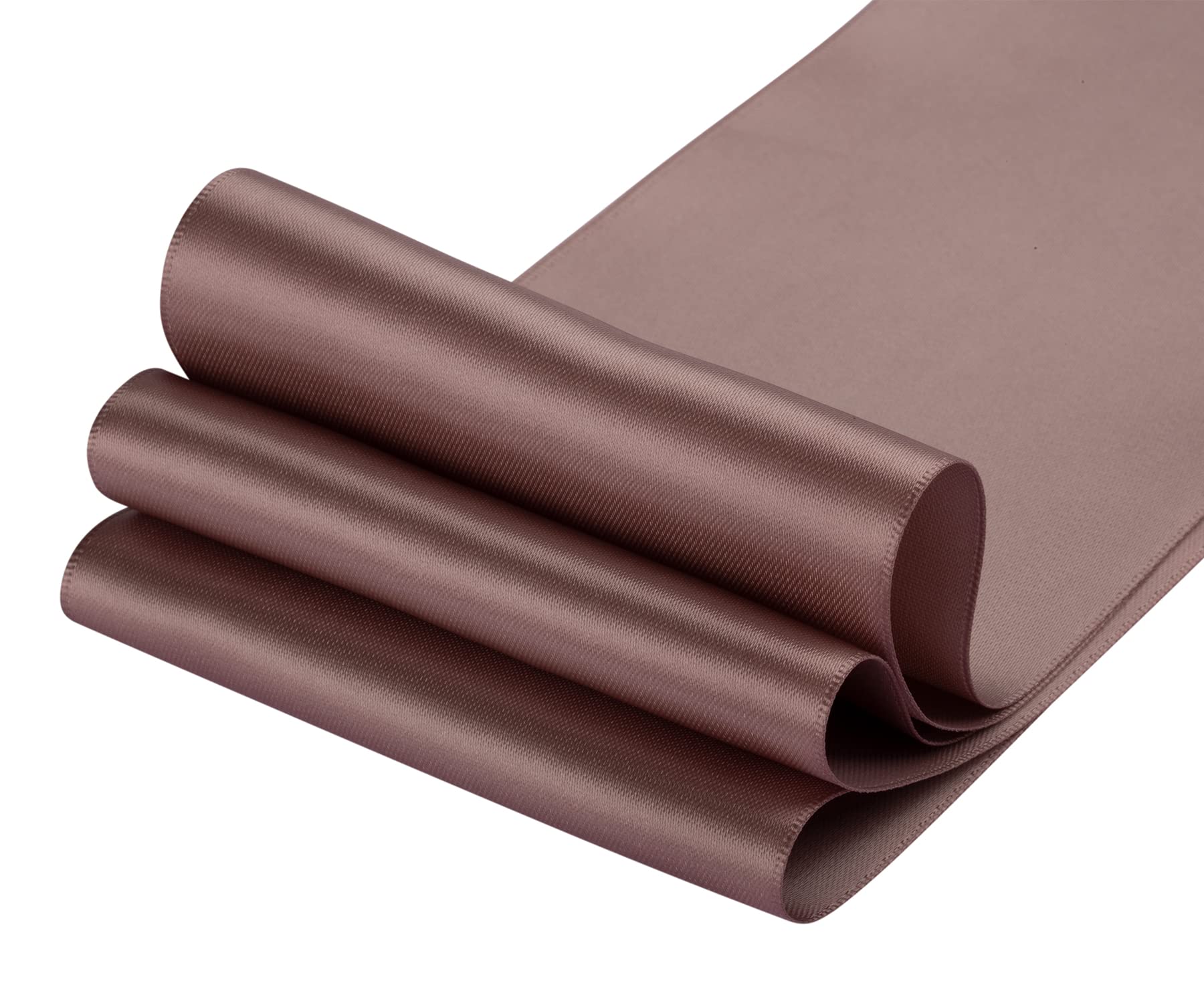 Dwustronna satynowa wstążka, 100 mm x 22 m, solidna poliestrowa wstążka rzemieślnicza, idealna do pakowania prezentów, rękodzieła, dekoracji ceremonii ślubnej, aranżacji kwiatowych, szycia (czekoladowa wiórka)