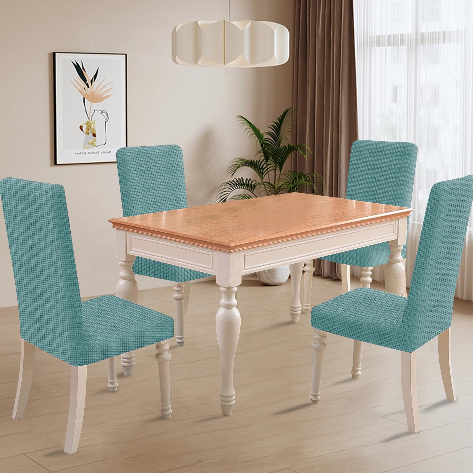 Ystyle Coprisedie con Schienale 4 Pezzi, Elasticizzato Copri Sedie Soggiorno Cucina, Universali Coprisedia Elasticizzati, Moderno Fodere per Sedie Antigraffio Gatto, Azzurro