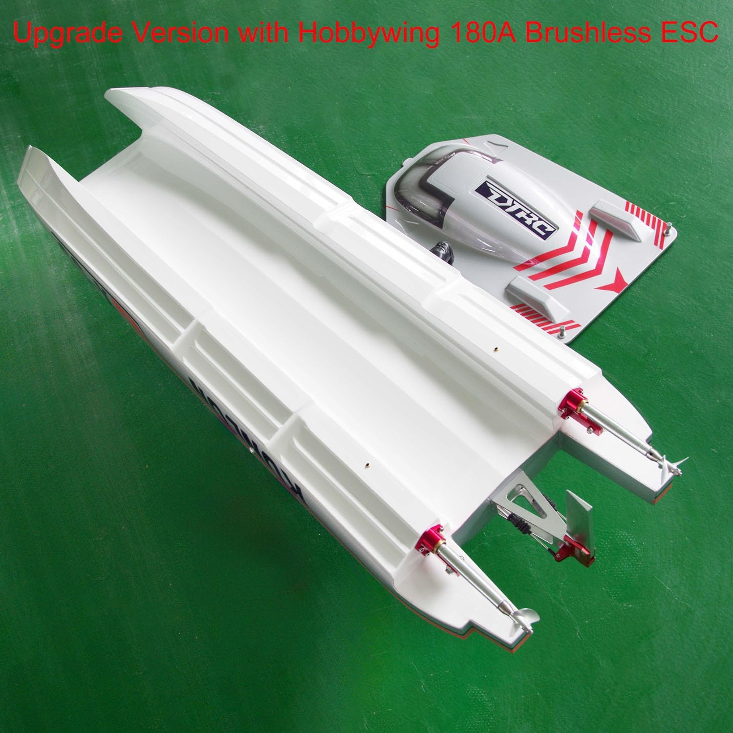 DTRC X55 Waterproof Remote Control Racing Boats 130km/h High-Speed RC Boat Model Hobby Grade Model for Ages 14+(Silver and Red)