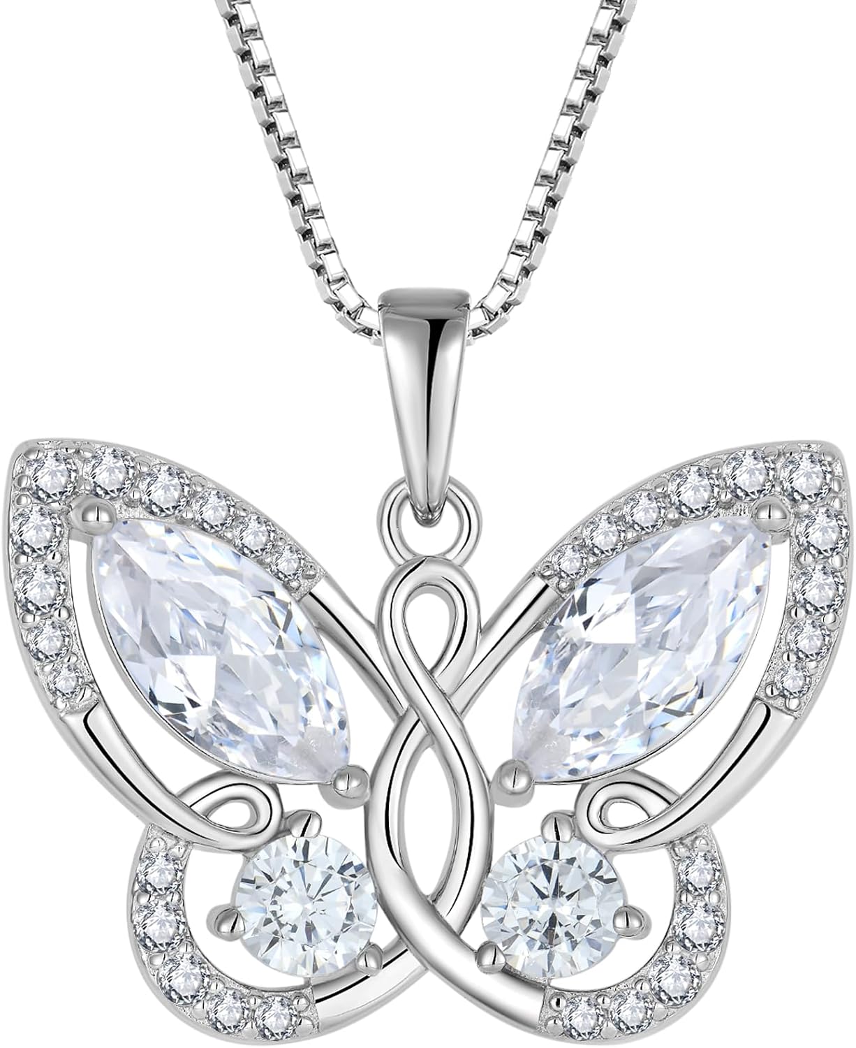 STARCHENIE Butterfly Pendant Necklace for Women 925 Sterling Silver Birthstone Butterfly Jewelry Gifts