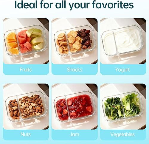 Miniatura 4 de Paquete de 3 recipientes de vidrio para aperitivos, recipientes de vidrio con tapas herméticas, sin fugas, contenedor pequeño de almacenamiento de