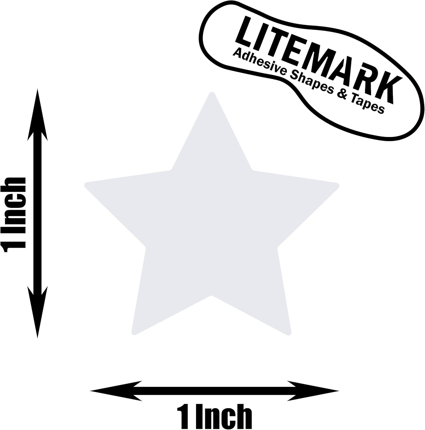 LiteMark Durable Gloss Finish White 1 Inch Star Decal Vinyl Stickers, for Floors, Ceilings, Walls, Laptops, and Smooth Surfaces, (Pack of 390 Stars)
