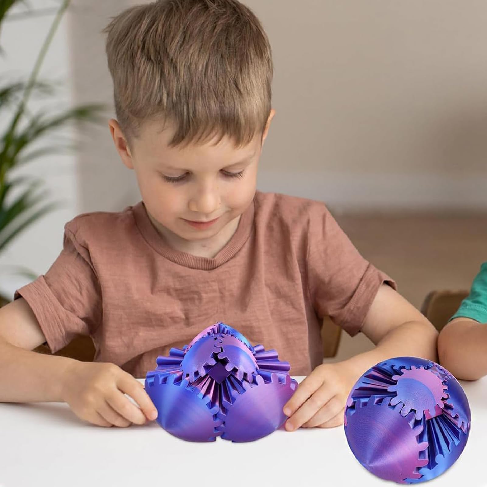 2 PCS 3d Printed Fidget Toy, Steampunk Whirling Wonder Fidget, Fidget Ball, Gearsphere, 3D Printed Gear Balls,Gear Sphere Fidget, Stress Relief Toys for Kids Adults Home Travel Anxiety - Image 3