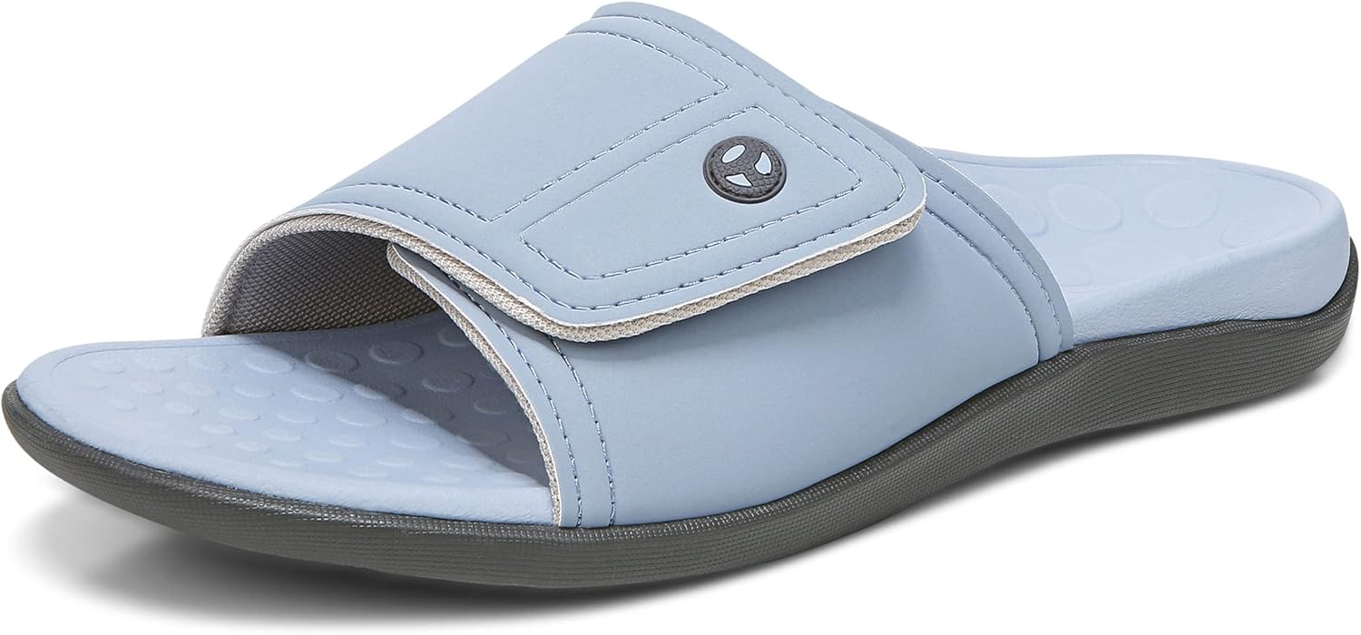  | Vionic Tide Kiwi Unisex Adjustable Slide Sandal - Supportive Recovery Flat Sandals That Include Three-Zone Comfort with Orthotic Insole Arch Support, Medium Fit | Slides