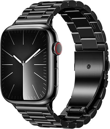 Miniatura 8 de EPULY Banda de Metal Compatible con Correas de Apple Watch para Hombres 49mm 46mm 45mm 44mm 42mm 41mm 40mm 38mm, Correa de Acero Inoxidable de Negro