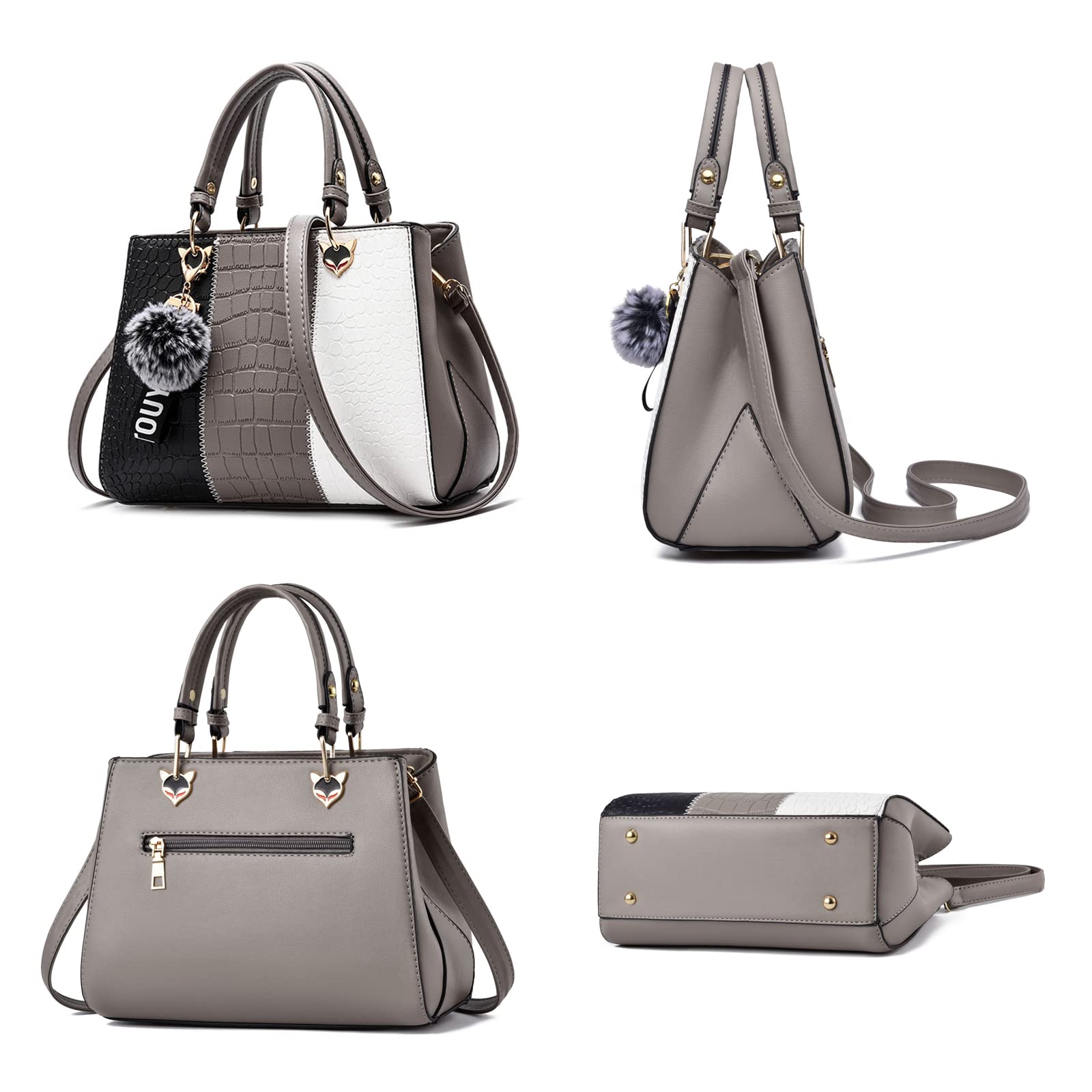Bolso De Mano para Mujer con Ondas Bolso De Mensajero Elegante para Mujer (Grey)