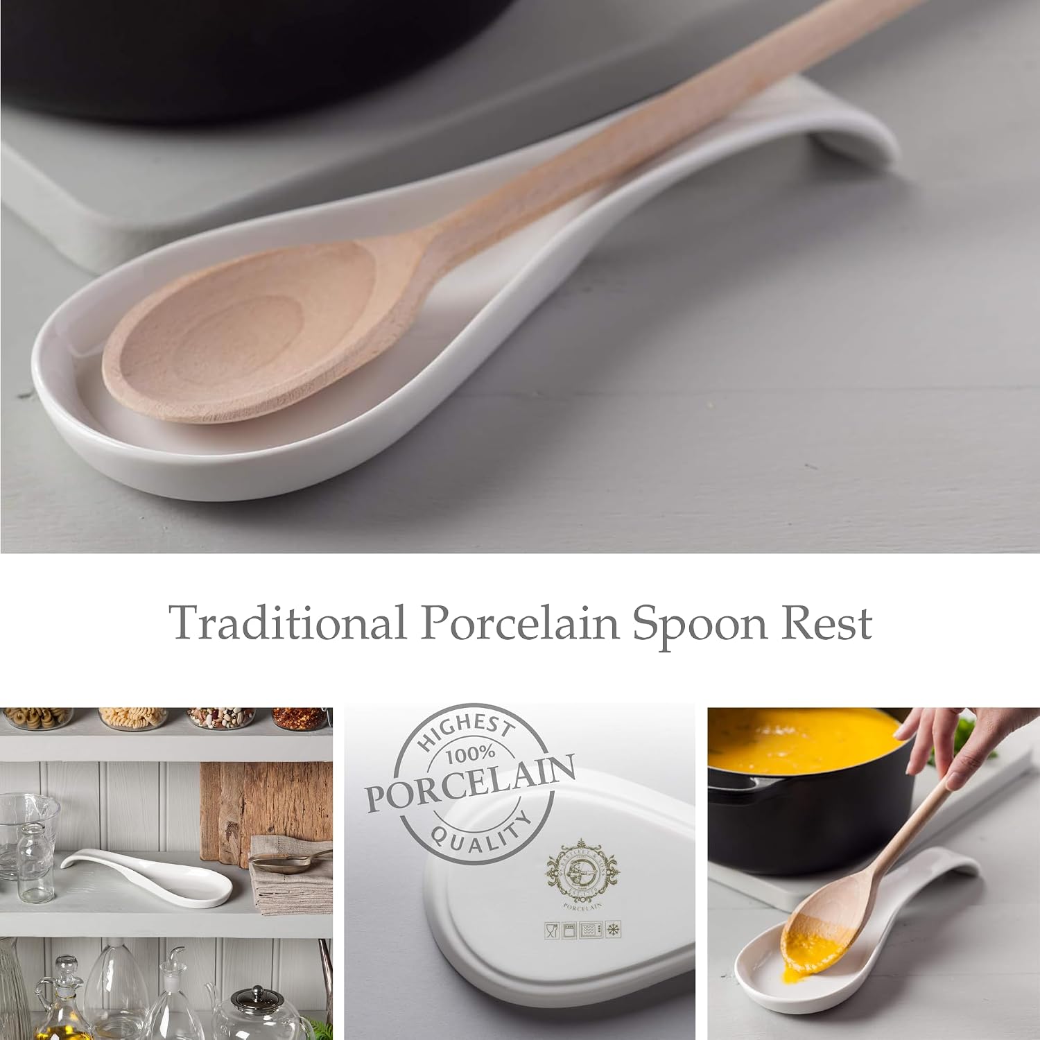 Wm Bartleet & Sons Traditional Porcelain Spoon Rest, White