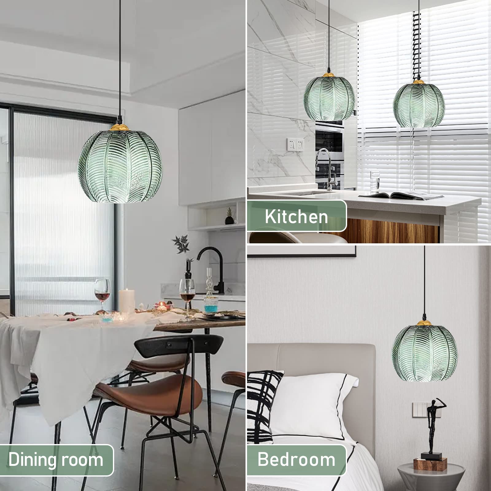 Genérico Lámpara Colte De Estilo Industrial Retro, Pantalla De Vidrio Acanalado, Portalámparas Estándar E26, Cable Colte Ajustable De 150 Cm, Adecuada para Comedor (1light)