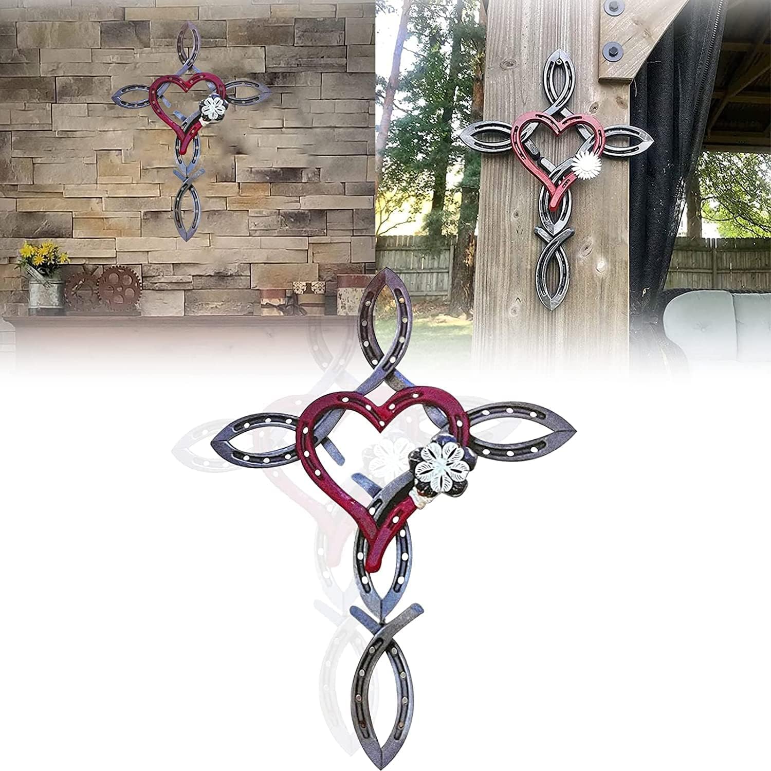 Cruz de herradura natural para decoración de salones rústicos