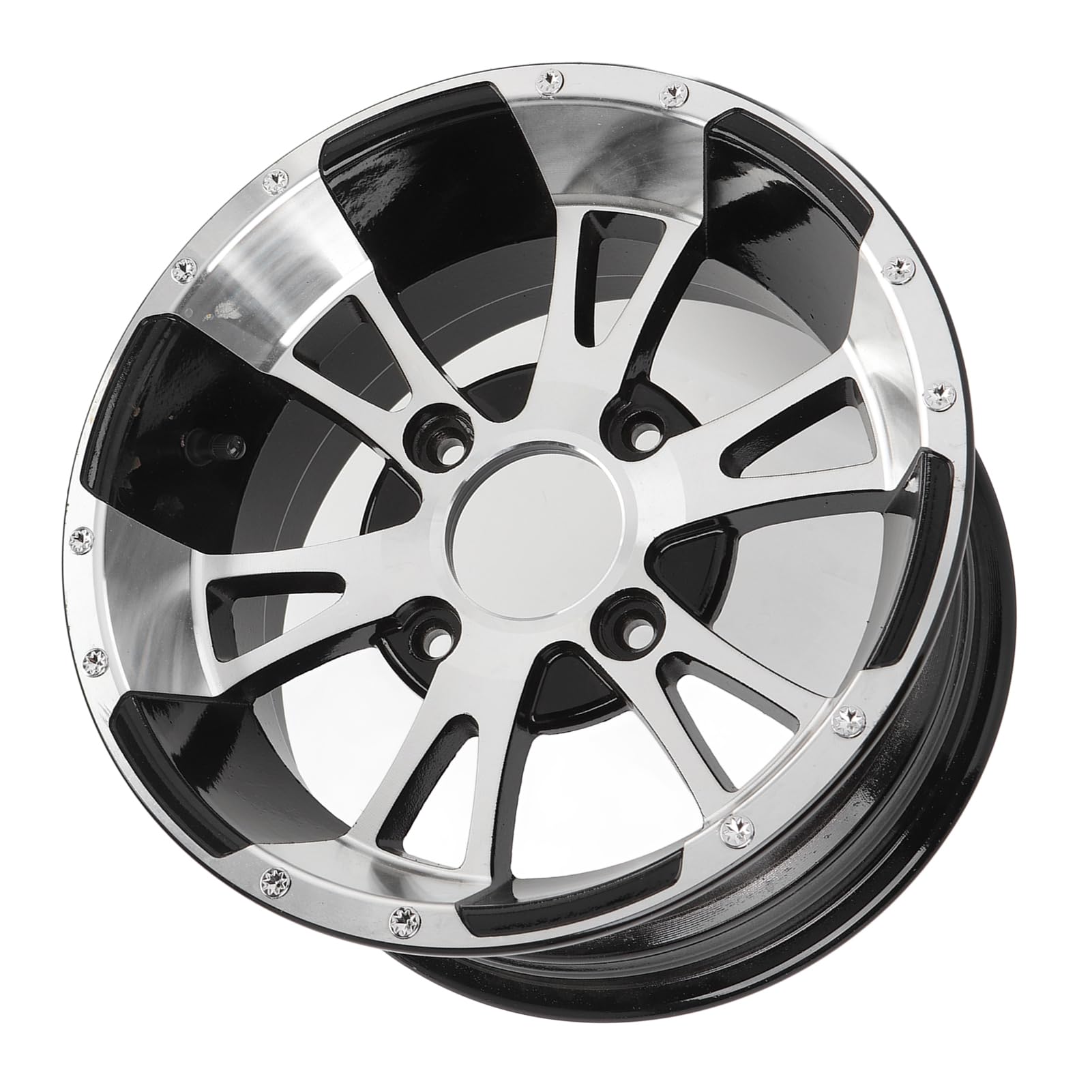 Keenso Llanta de 12 Pulgadas Llanta de Aleación de Aluminio de Rueda ATV Espaciado de 4 Orificios 110 Mm Acabado de Metal Liviano para ATV Go Kart UTV Reemplazo de Quad Uso Todoterreno