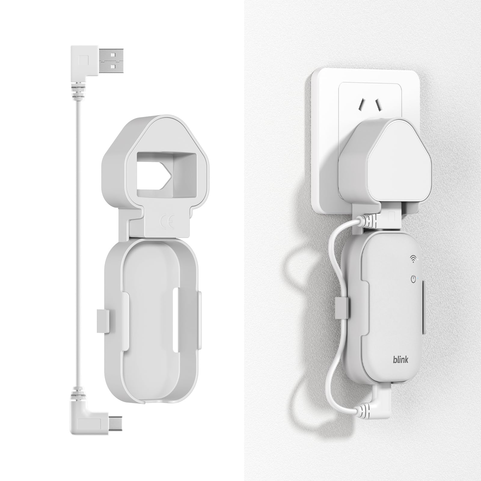 Outlet Wall Mount for Blink Sync Module Core, Space-Saving No-Drill Holder Bracket with Short USB Cable