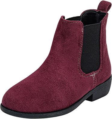 rismart Girl Faux Suede Chelsea Boot Ankle High Kid Winter Bootie Shoes