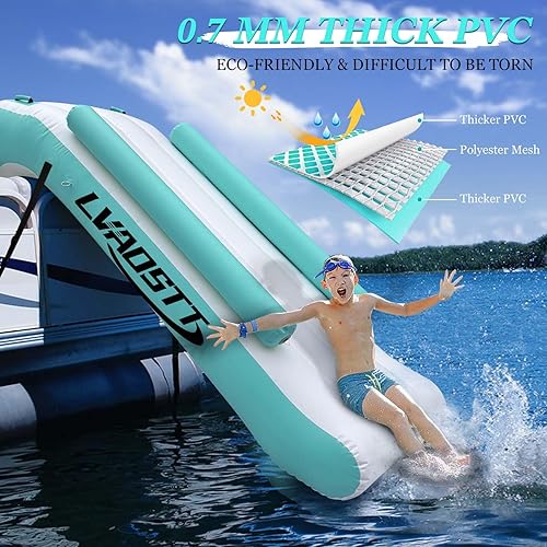 Miniatura 3 de Tobogán de cascada de pontón, botes acuáticos inflables para adultos, niños, fiesta de verano en el lago