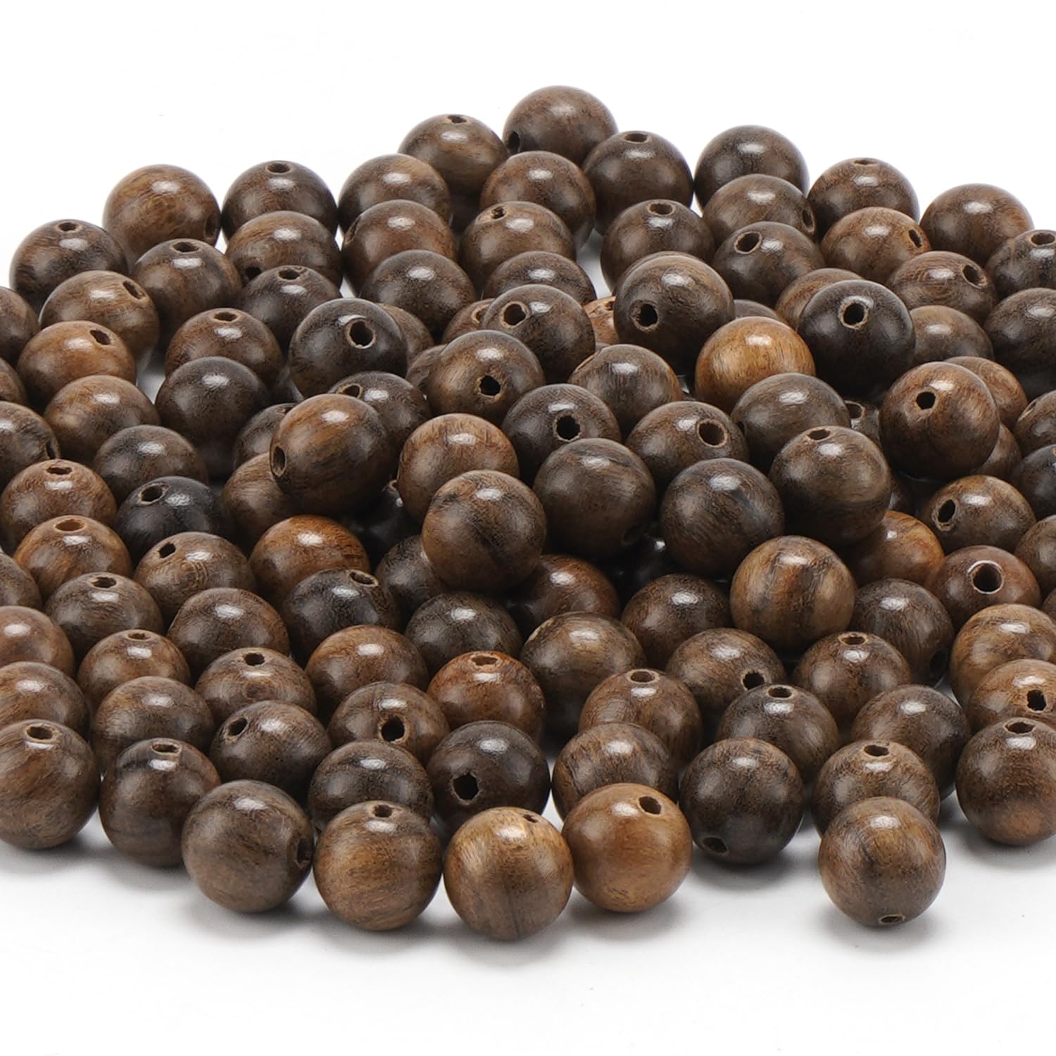 Prometis 200pcs 6mm Natural Sandalwood Round Beads Gorgeous Craft Handmade Polished Spacer Mala Pray Beads with Elastic Cord for Bracelets DIY Rosary Tasbih Jewelry Making
