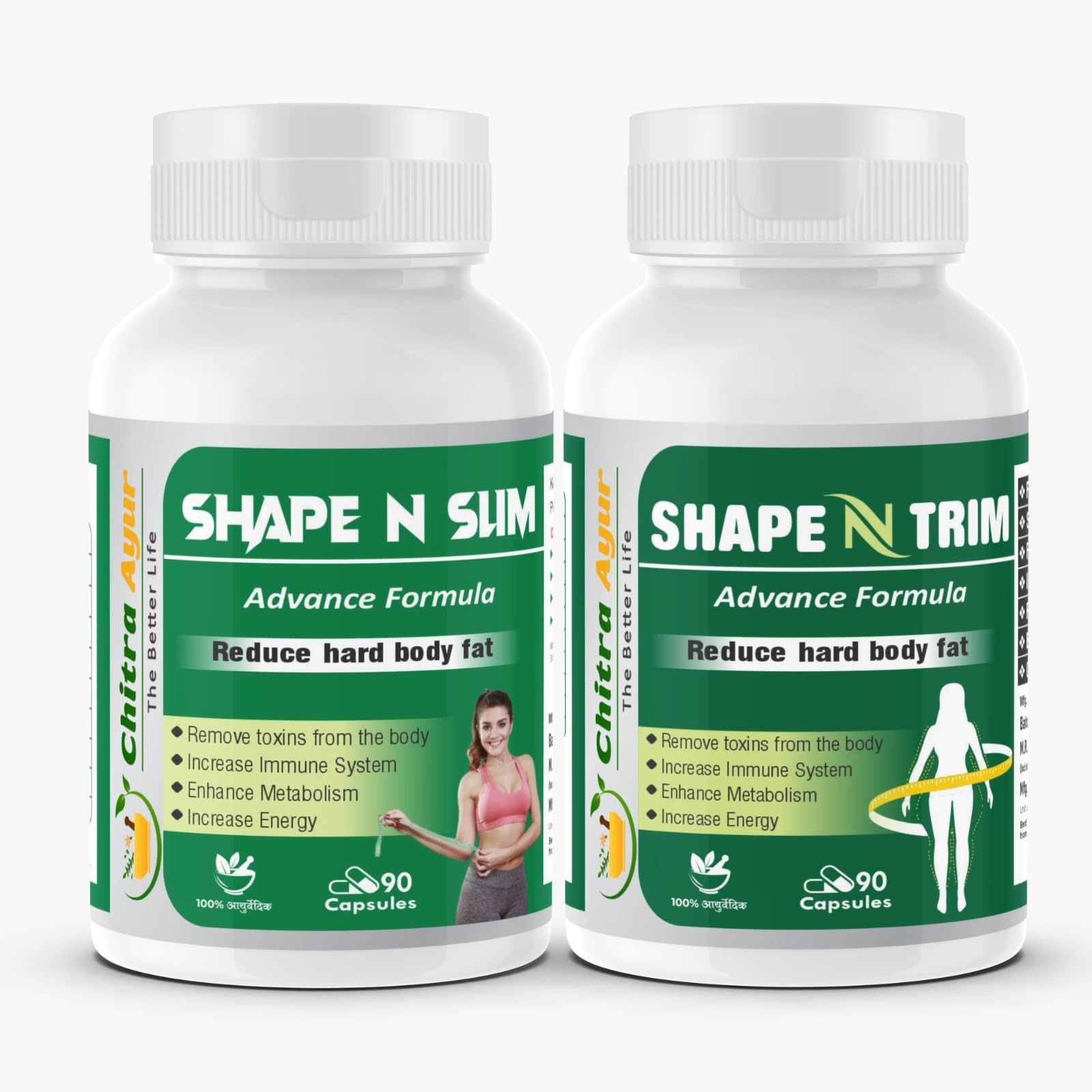 Shape and Slim & Shape and Trim Green Tea | Natural Weight Loss, Detox, & Appetite Control | Boost Metabolism, Burn Fat | 30 Herbal Tea Bags Each | Non-GMO, Gluten-Free, Caffeine Boost
