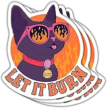 3Pcs Let It Burn Funny Cat Sticker Cute Cats Let It Burn Stickers Arson Cat Burning Bumper Sticker Angry Cats Fire Mental Health Sticker Decal for Laptop Bottle Phone Car Hard Hat Helmet 3 Inches