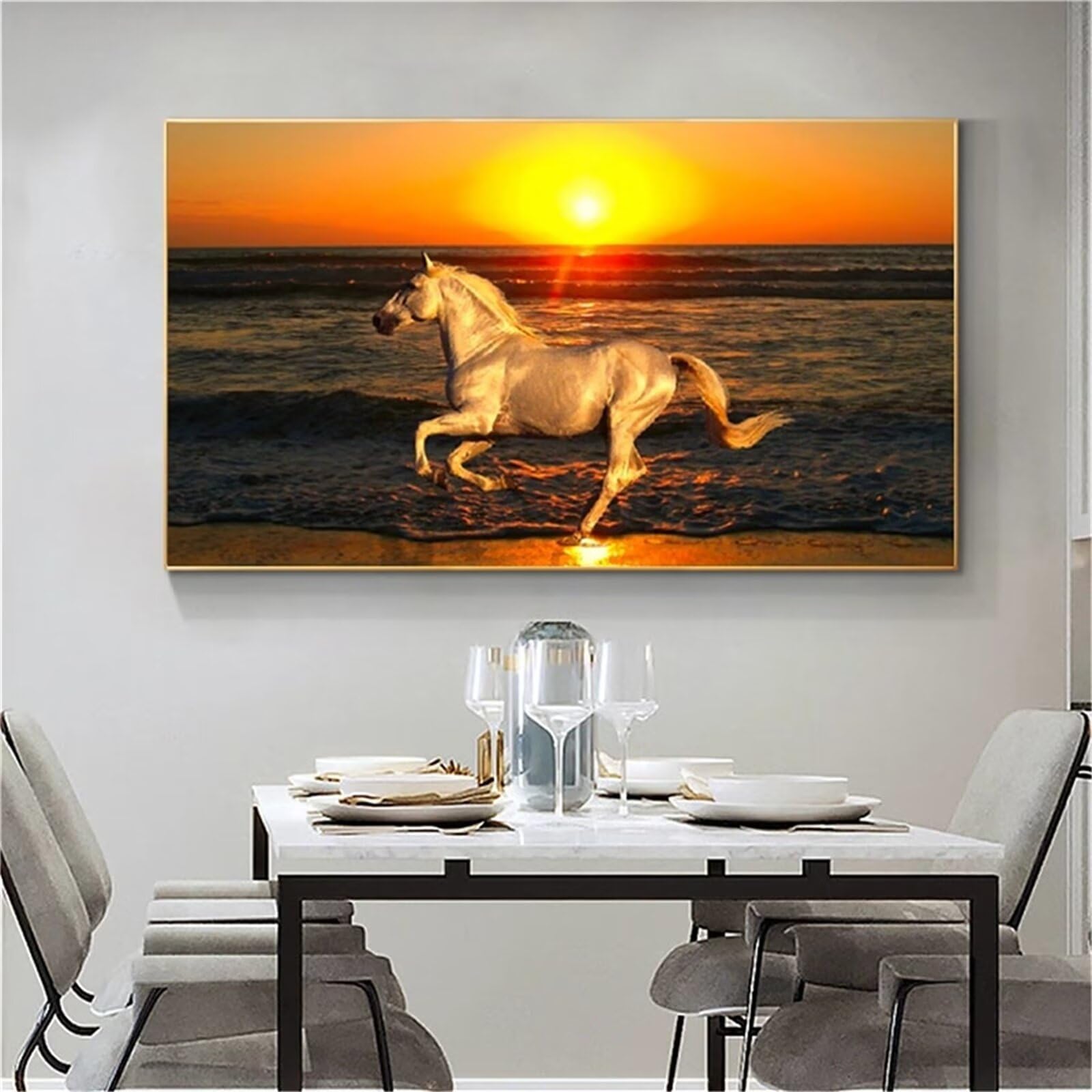 5D Diamond Painting,Cavalluccio Marino DIY Pittura Diamante Kit Trapano Completo Adulti Bambini con i Numeri Strass Cristallo Ricamo Punto Croce Canvas Art per Decorare la Casa Round Drill 70x140cm