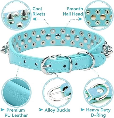 Miniatura 5 de Collar de perro y gato con pinchos pequeños y medianos para perros pequeños y medianos, collares ajustables con tachuelas para cachorros, collar de