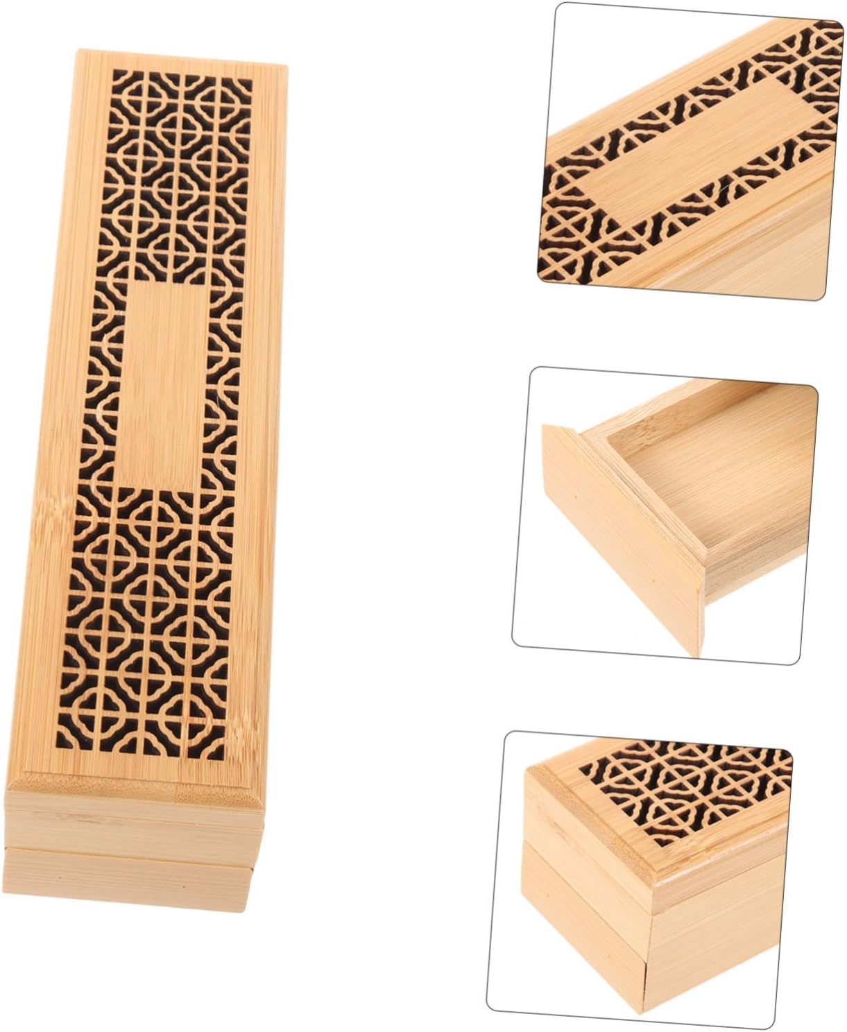 Wooden Incense Box Holder Reusable Bamboo Incense Storage Hollow Carving Design and Office for Tranquility and Serenity