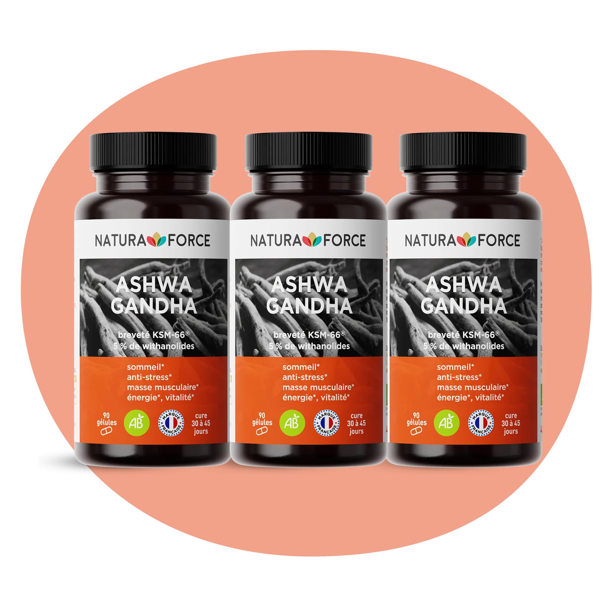 Ashwagandha Biologique KSM-66 en Gélules Végétales - Améliore la Qualité du Sommeil, Aide à Réduire le Stress et l’Anxiété - Pur Extrait de Racine d’Ashwagandha - 3 x 90 gélules