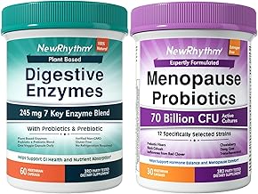 NewRhythm Digestion & Menopause Bundle: 7 Key Enzymes with Probiotics + Botanical Relief, Protease Amylase Lipase, Black Cohosh, 90 Vegan Caps