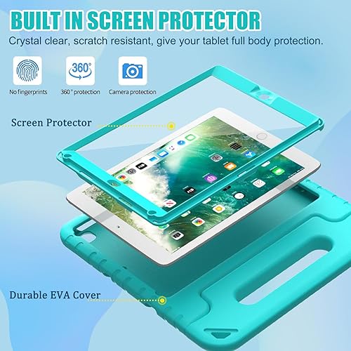 Miniatura 3 de BMOUO Funda infantil para iPad de 9.7 pulgadas 20182017, iPad Air 2, con protector de pantalla, funda con mango a prueba de golpes para iPad de 9.7